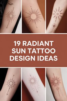 19 Stunning Sun Tattoo Designs for a Radiant Look Celestial Sun Tattoo, Abstract Sun Tattoo, Sunshine Tattoos, Sun And Moon Tattoo Ideas, Sun Tattoo Design, Simple Sun Tattoo, Sun And Moon Tattoos, Moon Tattoo Ideas