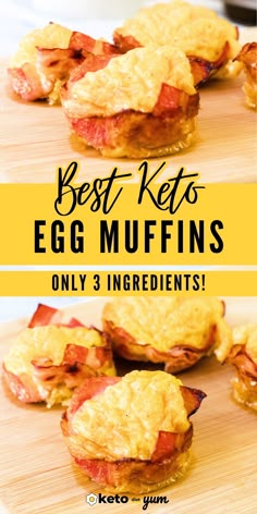 the best keto egg muffins on a cutting board with text overlay