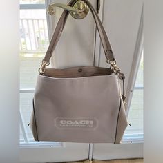 Coach Badge Jacquard Dalton 31 Shoulder Bag. Brand New With Tags. With Satin Dust Bag. Chalk Taupe. Provides Ample Space For All Your Belongings With A Timeless Look. A Fresh Design And Well Made. Taupe Tote Bag With Handle Drop, Coach Beige Bucket Bag, Taupe Bags With Handle Drop For Shopping, Shopping Bag With Handle Drop In Taupe, Elegant Neutral Bag For Errands, Coach Beige Tote Bag, Elegant Coach Bags In Neutral Color, Coach Beige Bucket Shoulder Bag, Coach Beige Bags With Leather Handles