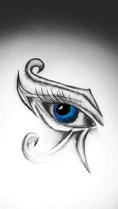 an artistic drawing of a blue eye