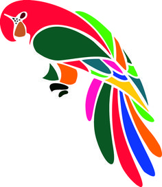 the colorful parrot is standing on its hind legs and has an open beak royalty illustration