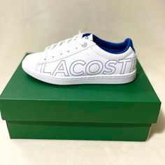 Brand New Lacoste Kids Sneakers Size 1.5. Very Comfortable With Ortholite Feature. Please Feel Free To Ask Any Questions . Thank You! Blue Sporty Sneakers With Embossed Logo, Sporty Blue Sneakers With Embossed Logo, Casual Blue Sneakers With Logo Print, Blue Casual Sneakers With Embossed Logo, Blue Tennis Sneakers With Round Toe, Blue Round Toe Tennis Sneakers, Blue Casual Tennis Sneakers, Casual Blue Sneakers For Tennis, Lacoste Shoes