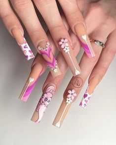 💅 ✨ Nail Design Long, Valentine's Day Nail Design, Long Coffin Nails, Coffin Nails Long, Heart Nails, Romantic Valentine, Nail Arts, Valentine's Day Nails, Cute Acrylic Nails