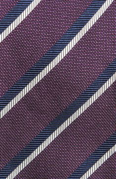 Jacquard-woven stripes lend texture and distinction to this handsome silk tie that complements any tailored look. 100% silk Dry clean Made in Italy Elegant Striped Ties For Office, Elegant Striped Ties For Work, Elegant Standard Tie With Vertical Stripes, Elegant Business Ties With Vertical Stripes, Elegant Striped Suit And Tie Accessories For Black Tie, Elegant Pinstripe Standard Tie, Elegant Formal Suit And Tie Accessories With Vertical Stripes, Elegant Pinstripe Ties For Business, Diagonal Stripes