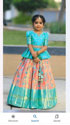 Pattu Pavadai Kids Blouse Designs, Baby Lehenga, Lehenga Ideas, Saree Function, Black Dinnerware, Pattu Pavadai