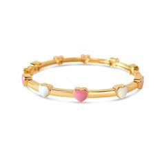 Pink and White Hearts Kids Bangle Bracelet - SHOPKURY.COM