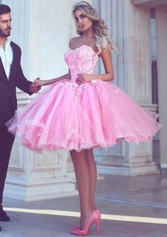 Pink Short Homecoming Dress Prom Dress Pink Homecoming Dresses, Pink Homecoming, Cheap Homecoming Dresses, Pink Homecoming Dress, Tulle Ball Gown, Girly Dresses, Short Homecoming Dress, Lace Homecoming Dresses, Short Prom Dress