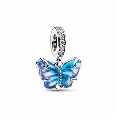 Pandora Blue Murano Glass Butterfly Dangle Charm Pandora Butterfly, Pandora Blue, Charms Pandora, Bracelet Pandora, Glass Butterfly, Pandora Bracelet Charms, Pandora Silver, Butterfly Charm, Dangle Charms