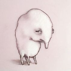 a drawing of a sheep with its head on the back of it's lamb