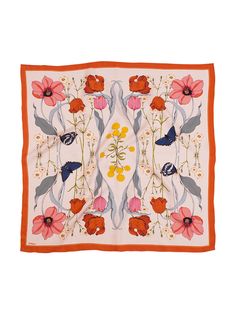 Chowxiaodou 16 Momme Tulip Silk Twill Small Square Scarf  65*65 Print Scarf Design, Small Headband, Tulip Pattern, Pure Silk Scarf, Jaune Orange, Scarf Material, Personal Fitness, Scarf Design, Silk Twill