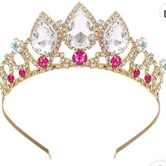 Nwt Kids Princess Tiara Cosplay Hair Accessories, Girls Tiara, Birthday Tiara, Crown For Women, Hairpieces For Women, Rhinestone Tiara, Crystal Headpiece, Princess Tiara, Rhinestone Crown