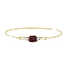 An elegant bracelet made in 14k yellow gold adorned with a deep red garnet complemented by a small diamond on either side. A beautiful gift for special occasions. #klenota #klenotajewelry #klenotabracelet #yellowgold #14k #14carat #bracelet #garnet #diamond #luxurygift #garnetgemstone #gemstone #bluestone #gemstone #diamondbracelet #jewelrymakers #prettyjewelry #inspiration Ruby Bracelet, Garnet Bracelet, Ring Ideas, Garnet Ring, Elegant Bracelet, Garnet Rings, Garnet Gemstone, Romantic Style, Gold Jewelry Fashion