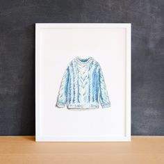 A whimsical watercolour painting of a chunky knit sweater is a fun way to display printable fashion art this season!  In the perfect colour to celebrate chilly weather, this printable art is a great gift idea for a housewarming gift, and makes lovely wall art for your office, bedroom, or entryway. And if you're lucky enough to have a large closet, how fun to decorate it a little with some cheery art! This listing is for a high quality digital PDF download of this original watercolor artwork size Watercolor Sweater, Sweater Watercolor, Sweater Painting, Inktober Inspiration, Bel Art, Closet Decor, Watercolour Illustration, Large Closet, Watercolor Printable