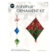 an ornament kit with three ornaments hanging from it's sides and the words fabricfair