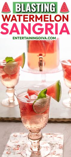 Watermelon Sangria (With Fresh Watermelon) | Sangria Recipes Watermelon Cocktails, Sweet Cocktail, Watermelon Cocktail