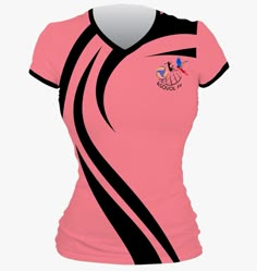 a women's pink shirt with black and white lines on the front, featuring an image of two birds