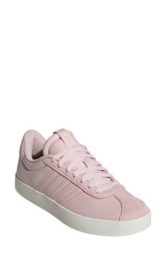 Iconic 3-Stripes pop against the monochromatic leather of this sport-inspired sneaker that looks just as cool on the streets. Leather and synthetic upper/textile lining/rubber sole Imported Adidas Vl Court, Pink Pink, The Streets, Womens Shoes Sneakers, Nordstrom Rack, Womens Sneakers, Rubber Sole, Skateboard, Shoes Sneakers