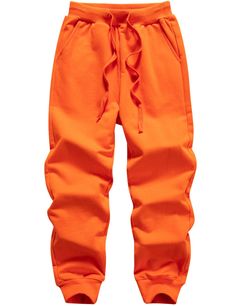 Relaxed Fit Orange Sweatpants For Loungewear, Casual Orange Sweatpants With Elastic Waistband, Orange Cotton Pants For Streetwear, Yellow Relaxed Fit Cotton Sweatpants, Orange Cotton Sweatpants With Pockets, Plastic Bag Packaging, Star Way, Cotton Sweatpants, Stretch Top