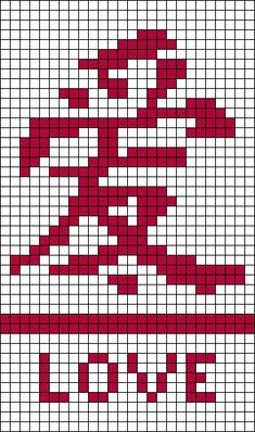 a cross stitch pattern with the word love on it