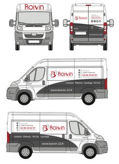 the side and back view of a van for bovin, which is designed to look like