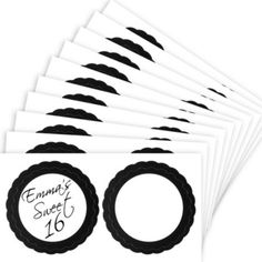 six black and white stickers with the words jimmy's sweet 16