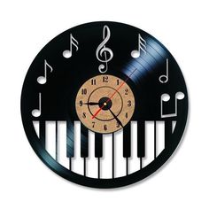 a clock with musical notes on it