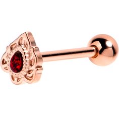 Product DetailsRed CZ Gem Rose Gold Tone Firey Flame Barbell Tongue Ring Look like fire when you are rocking this 14 gauge tongue jewelry. It is made with a 5/8 inch rose gold tone PVD over 316L surgical grade stainless steel straight barbell with a 6mm bottom ball end. The top end features a drop charm, resembling a flame and embellished a large red cubic zirconia gem center. You will be looking totally lit when you are rocking this firey tongue piercing ring. Specifications: 14 Gauge (1.6mm), Tongue Jewelry, Tongue Piercing Jewelry, Tongue Ring, Dark Look, Tongue Piercing, Tongue Rings, Piercing Ring, Piercing Jewelry, Ring Designs