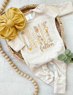 Personalized Baby Girl Romper Caroline Outfit, Monogram Outfit, Take Home Outfit, Baby Embroidery, Embroidered Name