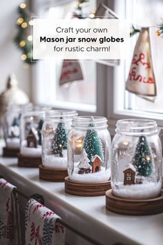 mason jar snow globes for rustic christmas decor