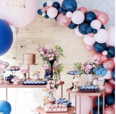 126pc Navy, Pink & Rose Gold Latex Balloon Garland Kit, perfect set for gender reveal, showers, birthdays etc. Garland will measure approx 9-10ft. Kit includes: (Total: 126pcs) -30pcs 12inch Navy Blue Latex Balloons ; 10pcs 5inch Navy Blue Latex Balloons 20pcs 10inch Light Pink Balloons ; 20pcs 5inch Light Pink Balloons 30pcs 12inch Rose Gold Balloons ; 10pcs 5inch Rose Gold Balloons 1pc 18inch Light Pink Balloon ; 1pc 18inch Rose Gold Balloon ; 1pc 18inch Navy Blue Balloon 2page glue dot (total Light Pink Balloons, Baby Shower Balloon Arch, Baby Gender Reveal Party Decorations, Pink Latex, Bridal Shower Balloons, Rose Gold Lights, Gender Reveal Balloons, Blue Balloon, Pastel Balloons