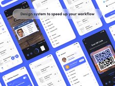 several screens with qr code on them and the text design system to speed up your workflow