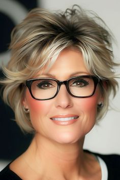 32 Chic Short Hairstyles For Women Over 50 That Look Great With Glasses - The Hairstyle Edit Dye Hairstyle, Men Ponytail, Ponytail Curly, Box Dye, Hairstyles With Glasses, Chin Length Hair, Hairstyles For Women Over 50