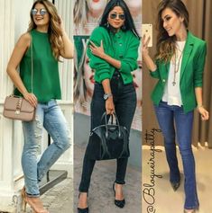 Green Blouse Outfit, Outfit Mujer, Summer Styles, Blouse Outfit, Green Blouse, Work Outfits, Work Outfit, Casual Looks, Capri Pants