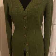 Green Women Knit Dress. Can Wear As A Dress Or Cardigan. Button Front 60% Cotton 40%Acrylic Hand Wash Flat Dry Iron Low Heat Forever 21 Fitted Winter Sweater, Forever 21 Fitted Sweater, Fitted Forever 21 Winter Sweater, Fitted Forever 21 Sweater For Spring, Forever 21 Knit Sweater For Spring, Forever 21 Spring Knit Sweater, Turtleneck Midi Dress, Beautiful Lace Dresses, Cutout Sweater