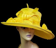 All Sinamay with Loops and Feathers Yellow Evening Hat For Summer, Yellow Party Fascinator Hat, Spring Yellow Fascinator Hat, Elegant Yellow Fascinator, Luxury Yellow Hat Fascinator, Unique Purses, Elegant Hats, Beautiful Hats, Mad Hatter