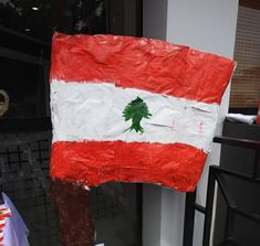 a flag with a tree painted on it