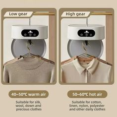 the instructions for how to use an air conditioner on shirts and sweaters are shown in three different ways