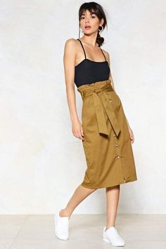 Nasty Gal It's In the Bag #midiskirt Paperbag Skirt, Frill Skirts, Check Skirt, Leather Skirts, Skirts Women, Shop Clothes