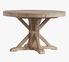 a round wooden table with four legs