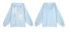 This loose-fit blue hoodie combines casual comfort with playful charm, featuring a cute lamb print and a cozy hood. The design is accented with a sweet bowknot detail.  Garment Size   	 		 			Size 			S 			M 			L 		 		 			Full Length 			62.5 			64.5 			66.5 		 		 			Shoulders 			70 			72 			74 		 		 			Bust 			126 			130 			134 		 		 			Hem Circumference 			106 			110 			114 		 		 			Cuff 			21 			22 			23 		 		 			Sleeve Length 			44 			45 			46 Spring Cotton Kawaii Hoodie, Blue Cotton Kawaii Hoodie, Kawaii Blue Cotton Hoodie, Cute Blue Tops With Drawstring Hood, Spring Cotton Hoodie With Cartoon Print, Cotton Hoodie With Cartoon Print For Spring, Cute Blue Hoodie Top, Spring Cartoon Print Long Sleeve Hoodie, Blue Hoodie With Cartoon Print For Fall