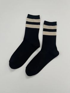 Bold, striped socks in mercerized combed cotton. The perfect knit rib socks.  Made of 80% Cotton 18% Poly 2% spandexOne size fits most (US Women's size 6-10)Care Instructions: MACHINE WASH COLD, LINE DRY Nottinghill Socks, Cheap Brown Socks For Women, Cheap Striped Socks For Winter, Cheap Fitted Striped Socks, Bar Apron, Aesthetic Socks, Hair Necklace, Bar Coasters, Candle Wrap