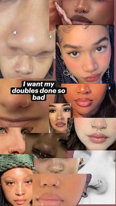 a collage of photos with different types of piercings on their nose and lips