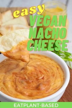 an easy vegan macaroni cheese dip with tortilla chips