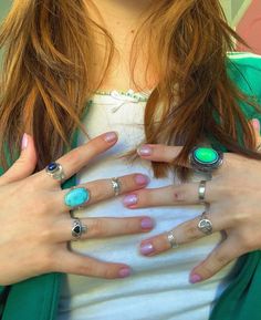 Hippie Rings Aesthetic, Mood Ring Aesthetic, Outdoorsy Nails, Hippie Jewelry Aesthetic, Hippie Aesthetic, Hippie Rings, Mood Ring, Rings Rings, Jewelry Accessories Ideas