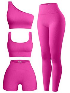 Volleyball Leggings, Pilates Outfits, Pilates Clothes, Fitness Outfit, Fitness Wear Outfits, High Waist Shorts, Ribbed Leggings, Shoulder Tops, Workout Sets