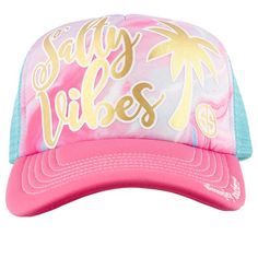 Nwt Simply Southern Salty Vibes Trucker Hat Enjoy All The Boardwalk Has To Offer, While Protecting Your Face From The Sun With The Simply Southern Women's Salty Vibes Trucker Hat. Featuring A Pre-Curved Brim And Adjustable Back For A Customized Fit, The Salty Vibes Hat Will Keep You Shaded And Happy All Day Long. Pro-Shape And Pre-Curved Brim For Ultimate Sun Protection Mesh Backing For Maximum Breathability Fabric : 20% Cotton / 80% Polyester Sticker On Bill Is Removable Trendy Pink Sun Hat For The Beach, Trendy Pink Sun Hat For Beach, Casual Pink Sun Hat, Trendy Blue Trucker Hat For Vacation, Trendy Pink Sun Hat, Pink Summer Baseball Cap For Beach, Trendy Pink Baseball Cap For Spring, Pink Summer Baseball Cap, Pink Casual Sun Hat With Curved Brim