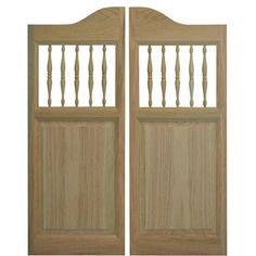 two wooden doors with iron bars on each side