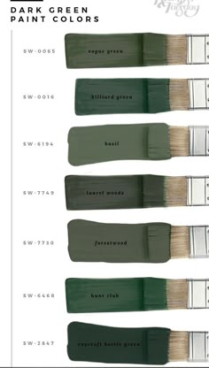 four different shades of green paint