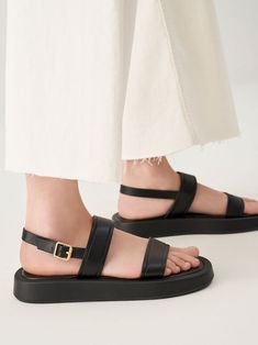 Charles And Keith Sandals, White Platform Sandals, Kids Belt, Girl Needs, Sole Shoes, Black Square, Slingback Sandal, Ankle Straps