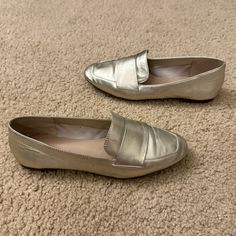 Worn Just Twice- Excellent Condition! *Rubber Bottom *Pretty Champagne/ Light Gold Cleaning Out My Closet And Trying To Find New Homes For Things That Are In Excellent, If Not Perfect/Never Worn Condition! Spring Gold Pointed Toe Loafers, Gold Pointed Toe Loafers For Spring, Casual Gold Flats With Almond Toe, Casual Gold Synthetic Flats, Casual Gold Almond Toe Flats, Gold Almond Toe Spring Loafers, Spring Gold Loafers With Flat Heel, Gold Flat Heel Loafers For Spring, Gold Loafers With Flat Heel For Spring